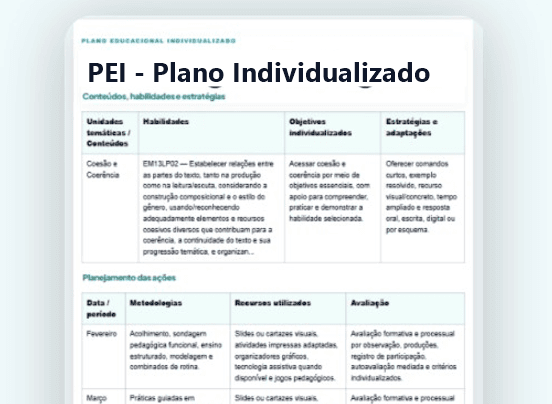 Prévia de um PEI individualizado